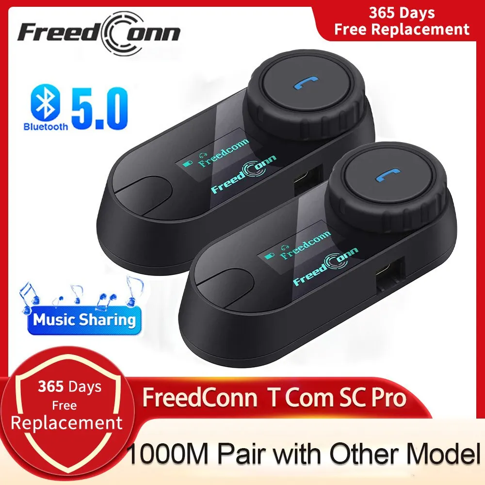 Freedconn T Com SC Bluetooth Motorfiets Intercom Helm Headset Draadloze Communicatie Interphone BT 5.0 Muziek Deel 6Riders FM