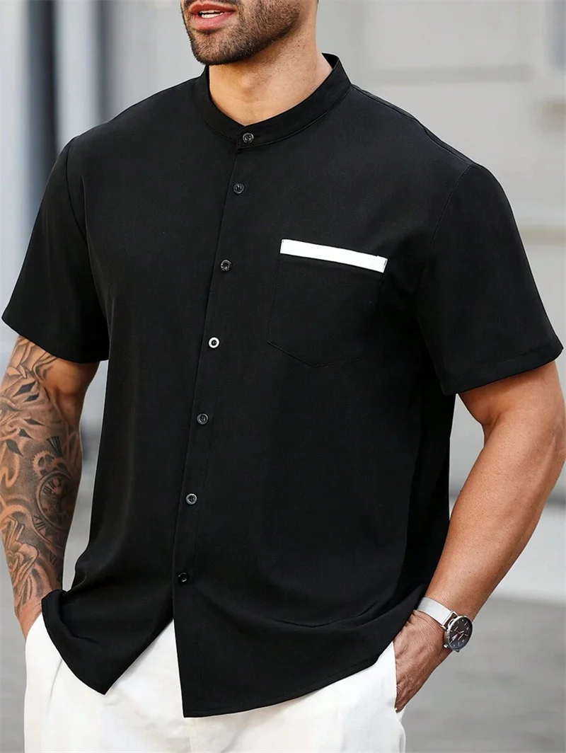 2025 Men's Checkered Collar Short Sleeve Shirt Multi Color Outdoor Street Short Sleeve Printed Clothing Fashion