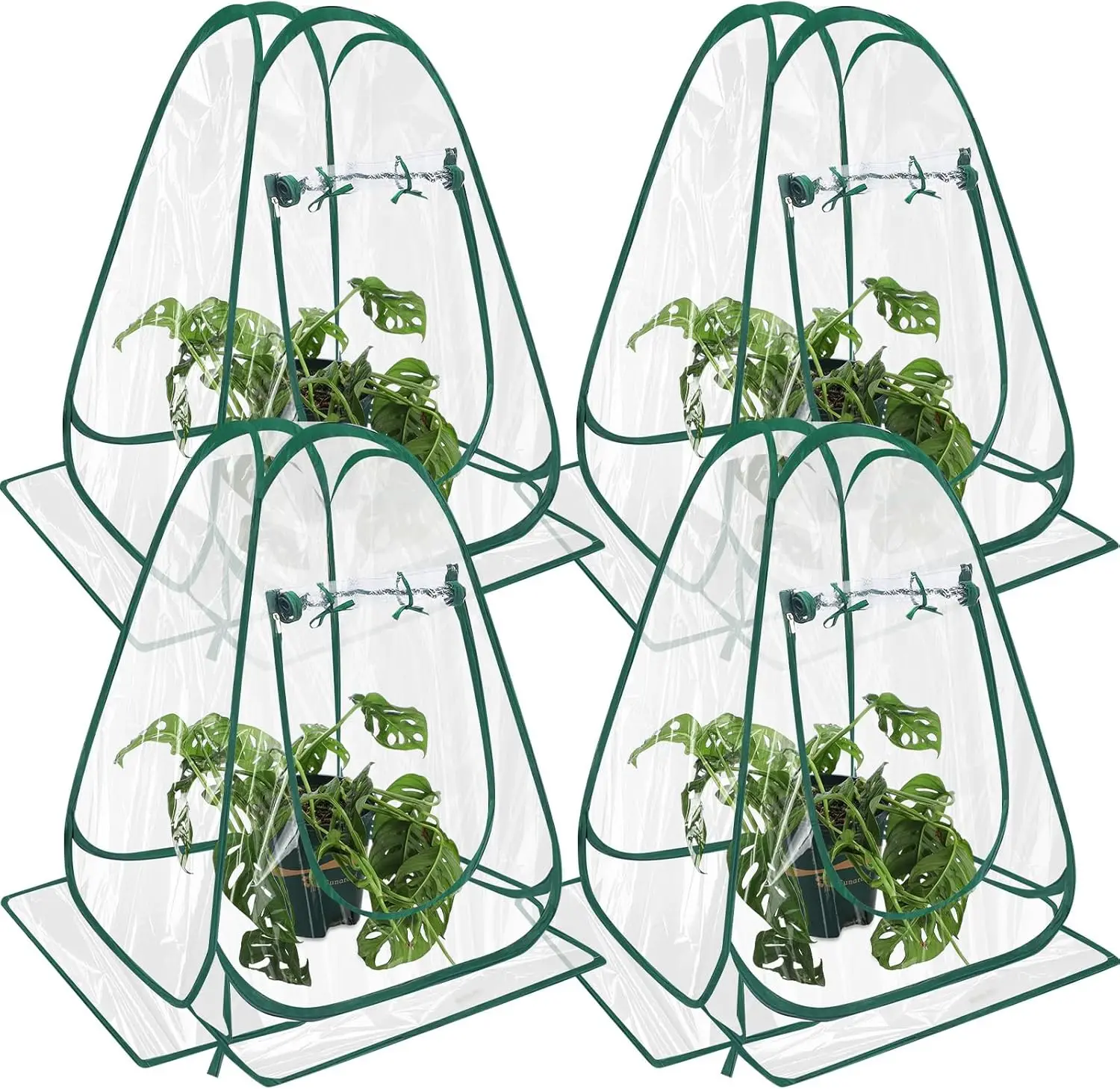 

Набор из 4 мини-теплиц из ПВХ, прозрачные, легко устанавливаемые, портативные палатки для выращивания растений для садоводства в помещении и на улице, 25.2x25.2x25.6 дюймов