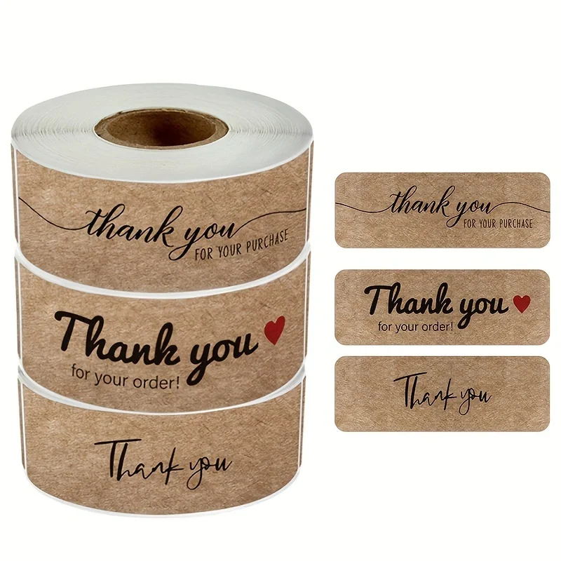 hank You for Your Order Naklejki Kraft Paper Sealing Naklejki Prostokątne Naklejki dla Sklepu Piekarnia Podziękuj Klientom Prezenty