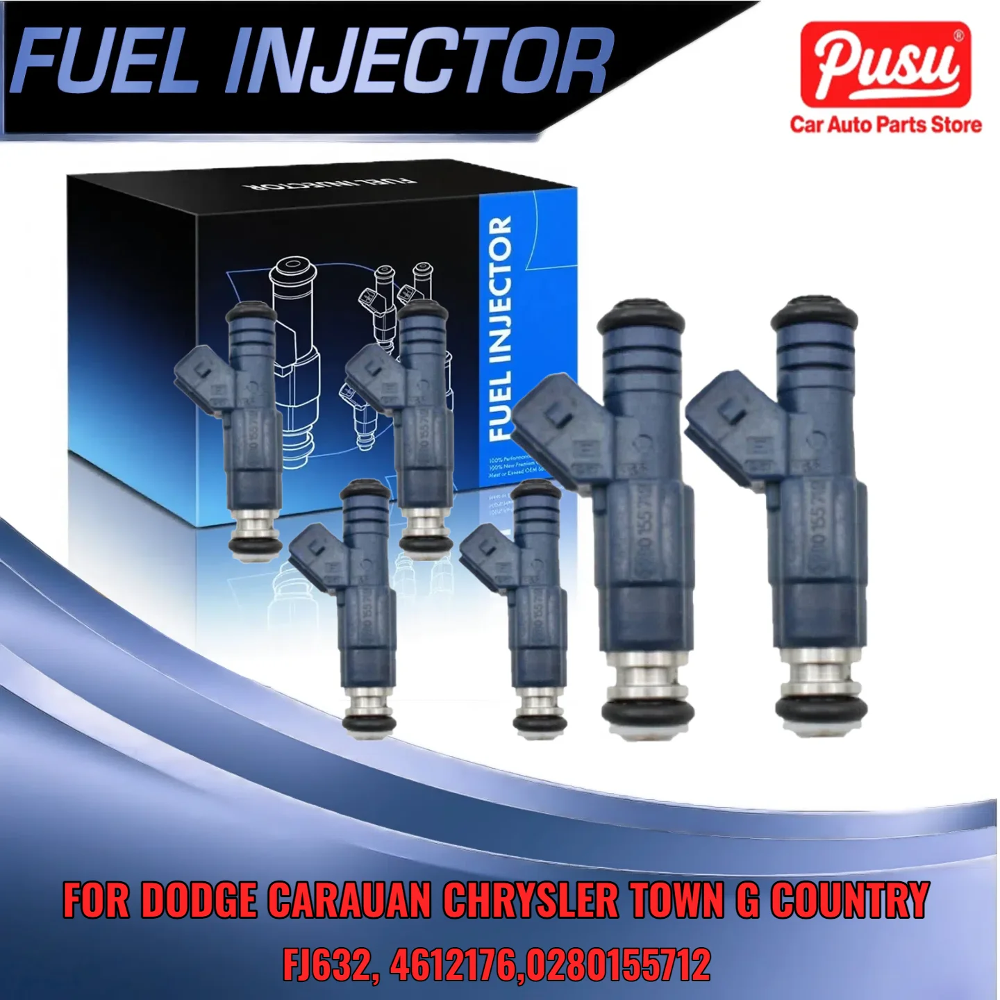 

Set of 6 Fuel Injectors for Dodge Chrysler 3.3L V6 0280155712 FJ632 Fits Caravan Town Country 1992 1993