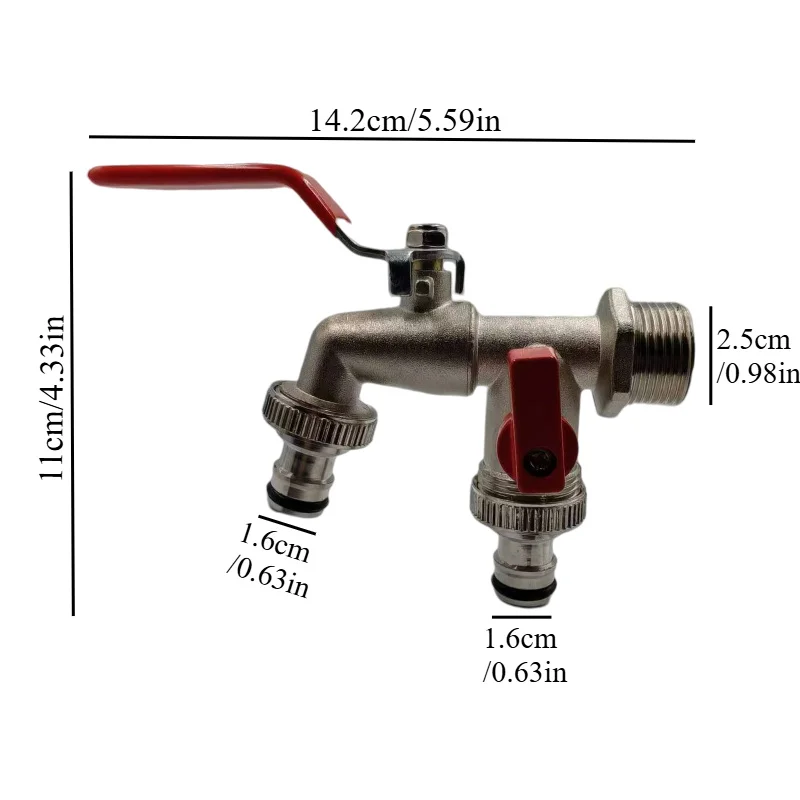 Zinc Alloy Dual Outlet Wall Water Tap 3/4