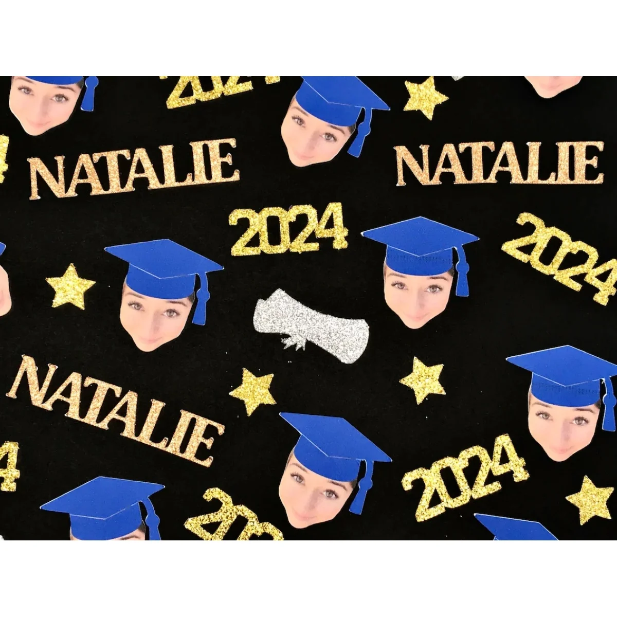 2024 Custom Face Graduation Confetti Personalized Name Diploma Caps Table Scatter Decoration