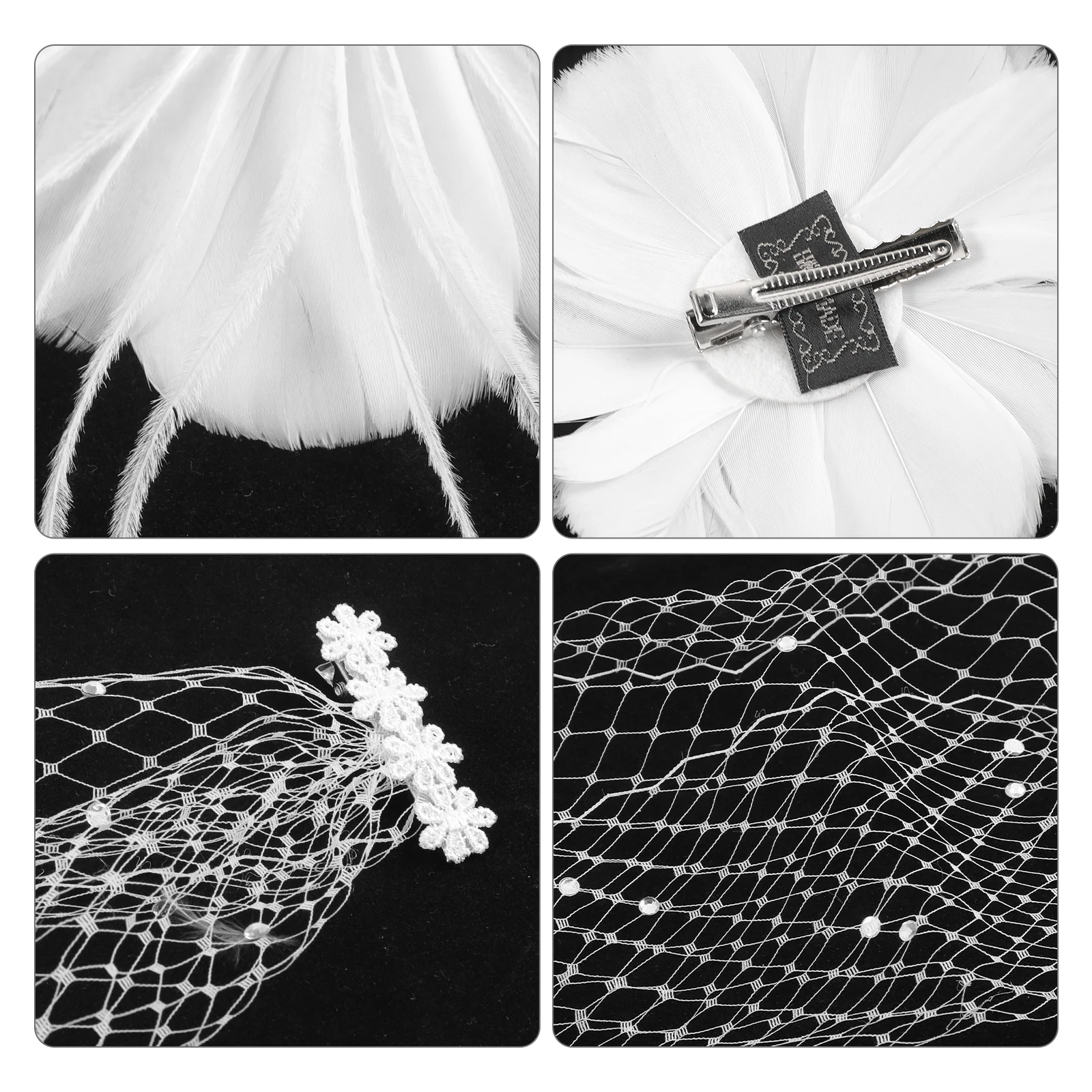 

1pcs White Fascinator Hair Clip Women Plume Mesh Bridal Wedding Tea Party Accessories Headpiece Decorative Hairpin For Women