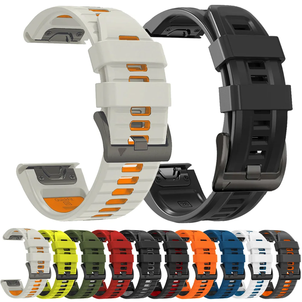 QuickFit 22mm 26mm Silicone Strap For Garmin Fenix 7X 7 Pro Solar/6X 6/Epix/Forerunner 965 955/Instinct 2X/Tactix Official band