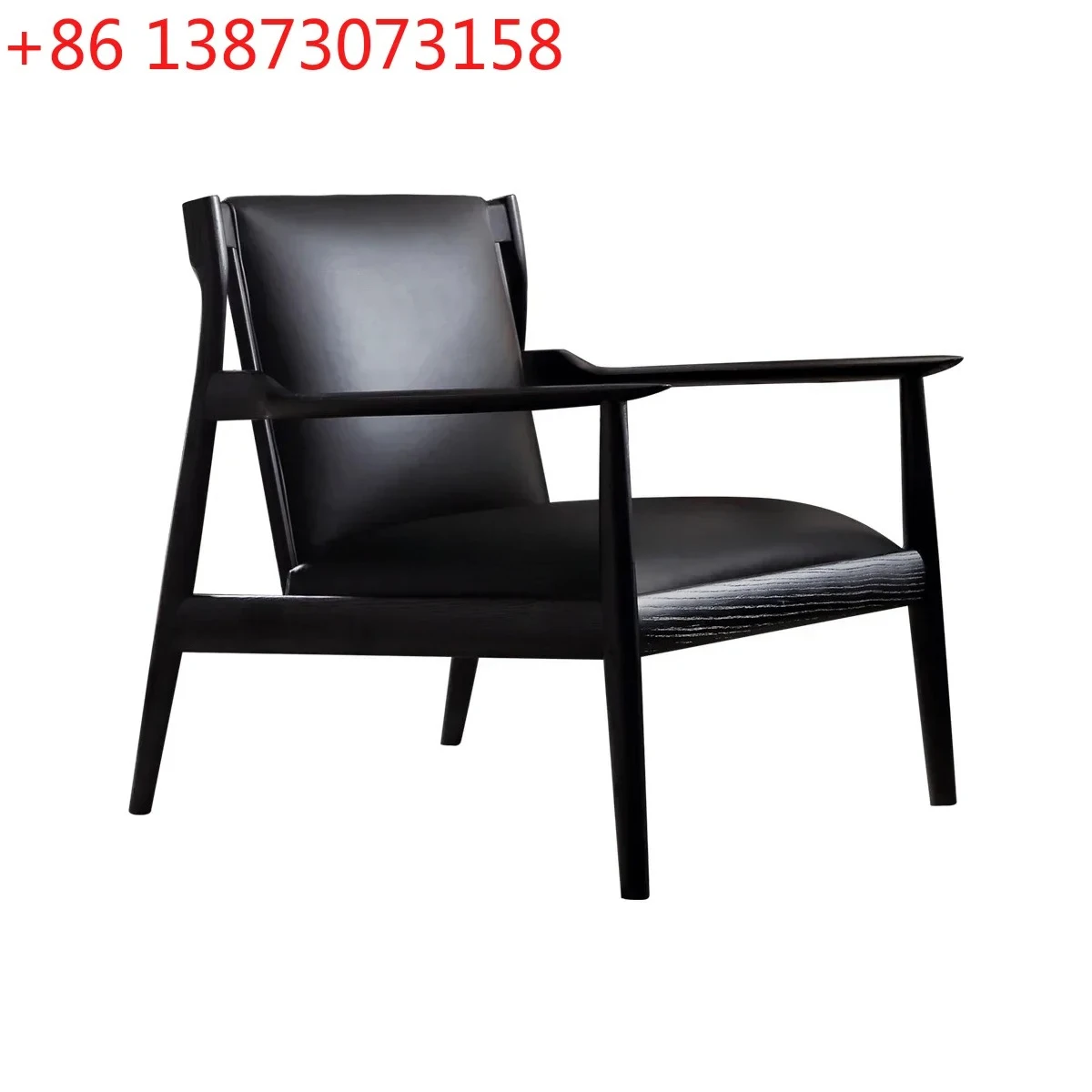 

FGItalian modern living room solid wood leisure chair, modern leather sofa chair