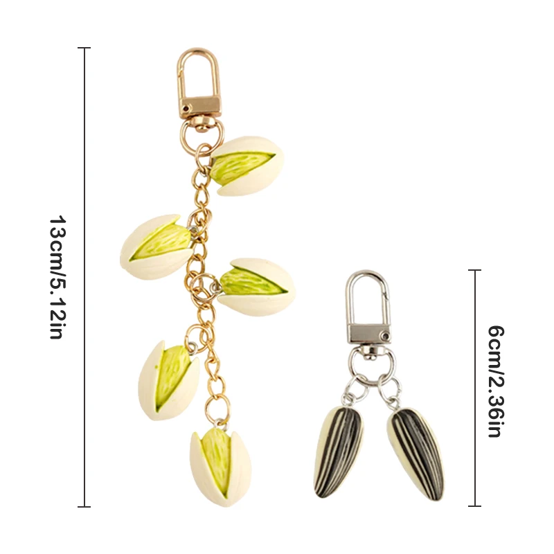 Creative Pistachio Durian Melon Seeds Cucumber Keychain Funny Food Keyring Bag Pendant Car Key Holder Earphone Charms Trinket