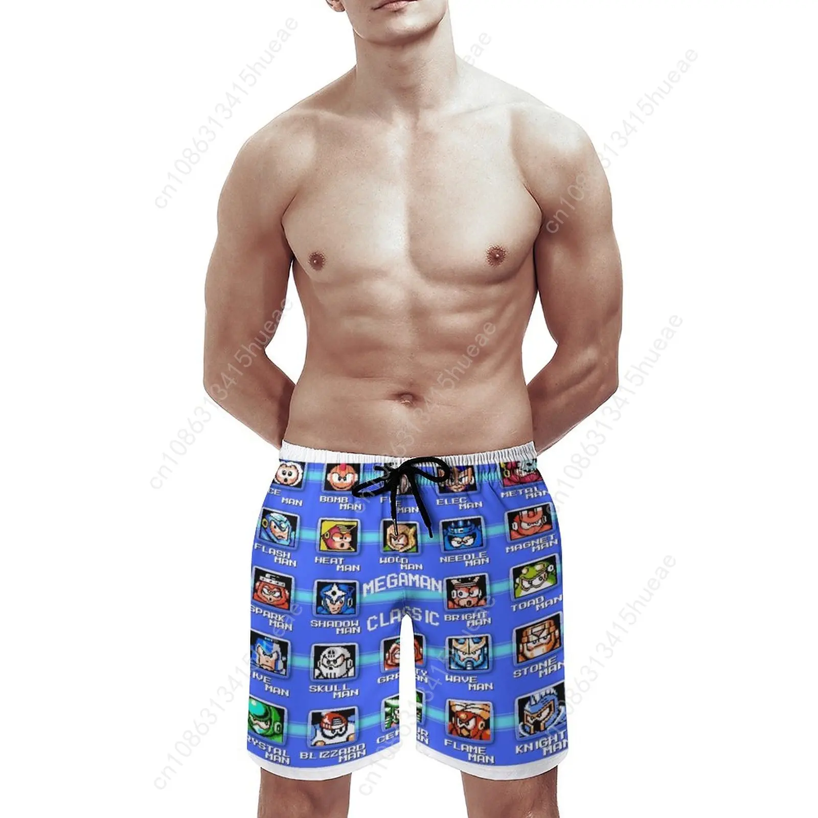 Klassieke Megaman Bazen Heren Strandshorts Snelle Droge Reis Badpak Broeken Surfbroek Sportbroek Megaman Robot Masters Nes