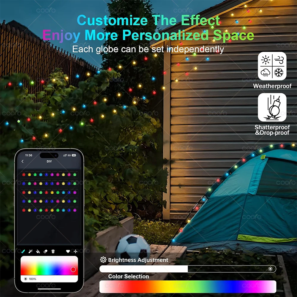 Guirnalda de luces LED RGB WS2812B, 10m, 5m, aplicación IC inteligente, Bluetooth, luces de hadas remotas, Dreamcolor, decoración navideña para fiesta de jardín