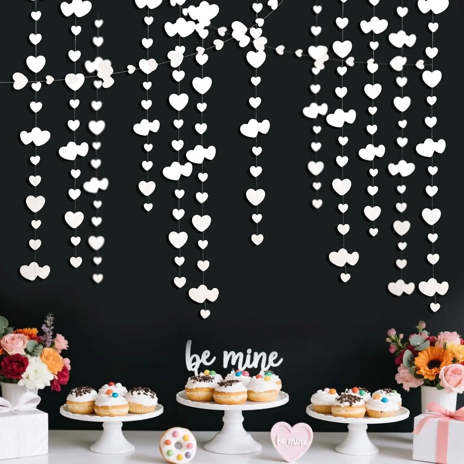 4 m/13 Fuß weißes Liebesherz-Hängepapier-Streamer-Banner für Hochzeit, Brautparty, Verlobung, Junggesellenabschied – Detail 5
