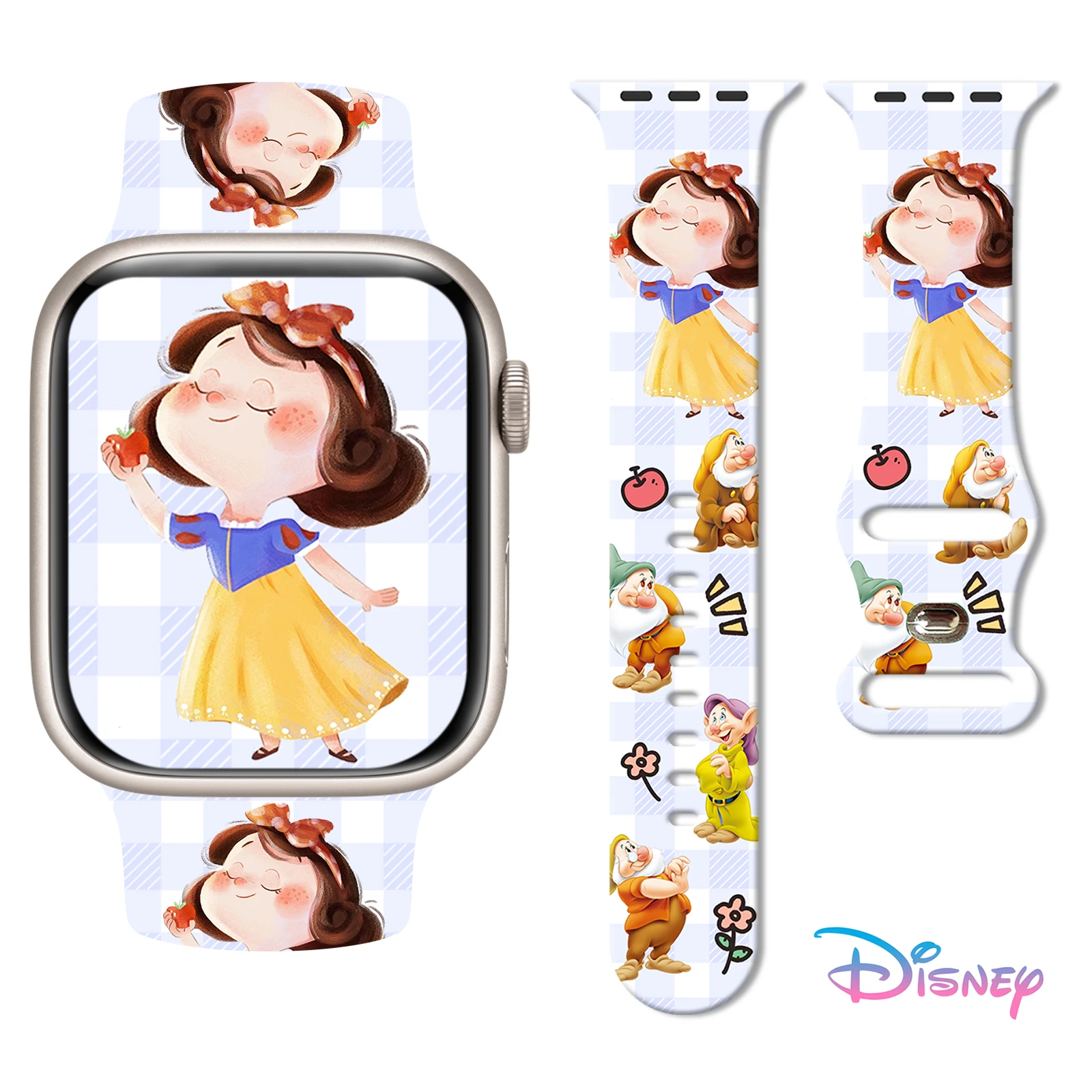 Disney Snow White Printed Strap for Apple Watch 9 8 7 SE Silicone Sport Band Replaceable Bracelet for iWatch 45mm 44mm 42mm 41mm