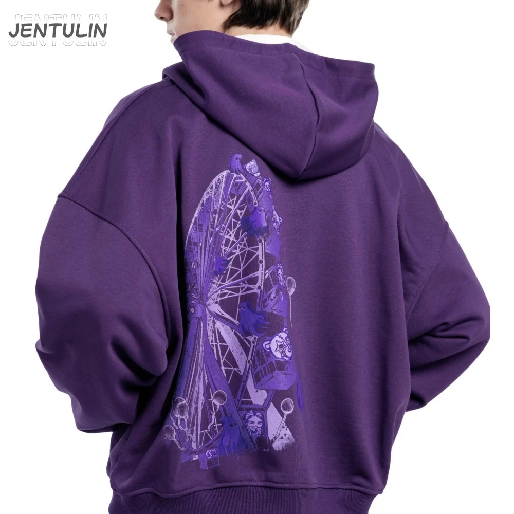 

Уличная мужская толстовка на молнии с призрачным колесом Phantasmagoria, пуловер с капюшоном и рисунком на молнии, толстовка в стиле хип-хоп, одежда Y2K, топы