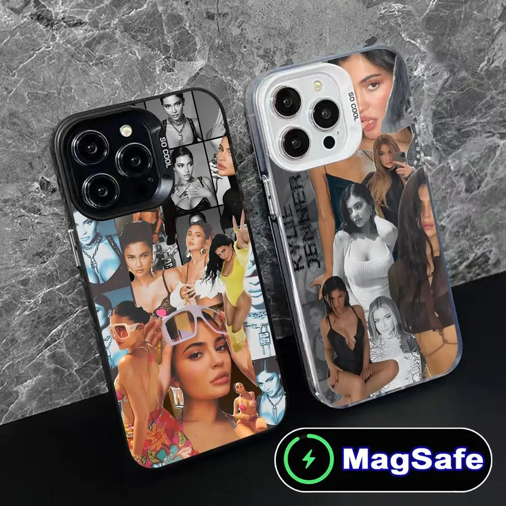 Kylie Jenner Mobile Cell Phone Case for iPhone 16 15 14 13 12 11 Pro Max Plus MagSafe Translucent Colour Cover Pretty Smartphone