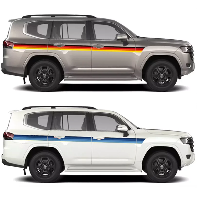 

Pair Retro Tricolor Custom Car Stickers Side Waist line Precut Stripes Decal Vinyl Graphics Blackout for Land Cruiser 300 LC300