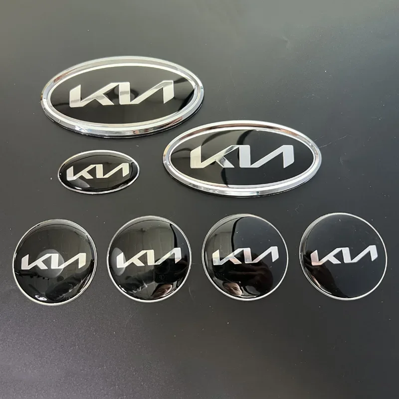 Car Front Rear Emblem Sticker for K2 K3 K4 K5 KX7 Sportage Picanto Sorento Rio Niro Soul Ceed Steering Wheel Rim Logo Decals