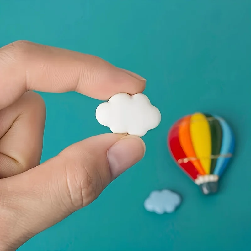 10pcs Cartoon Resin White Cloud Refrigerator Magnet, Refrigerator Decoration, Gift, Home Decoration