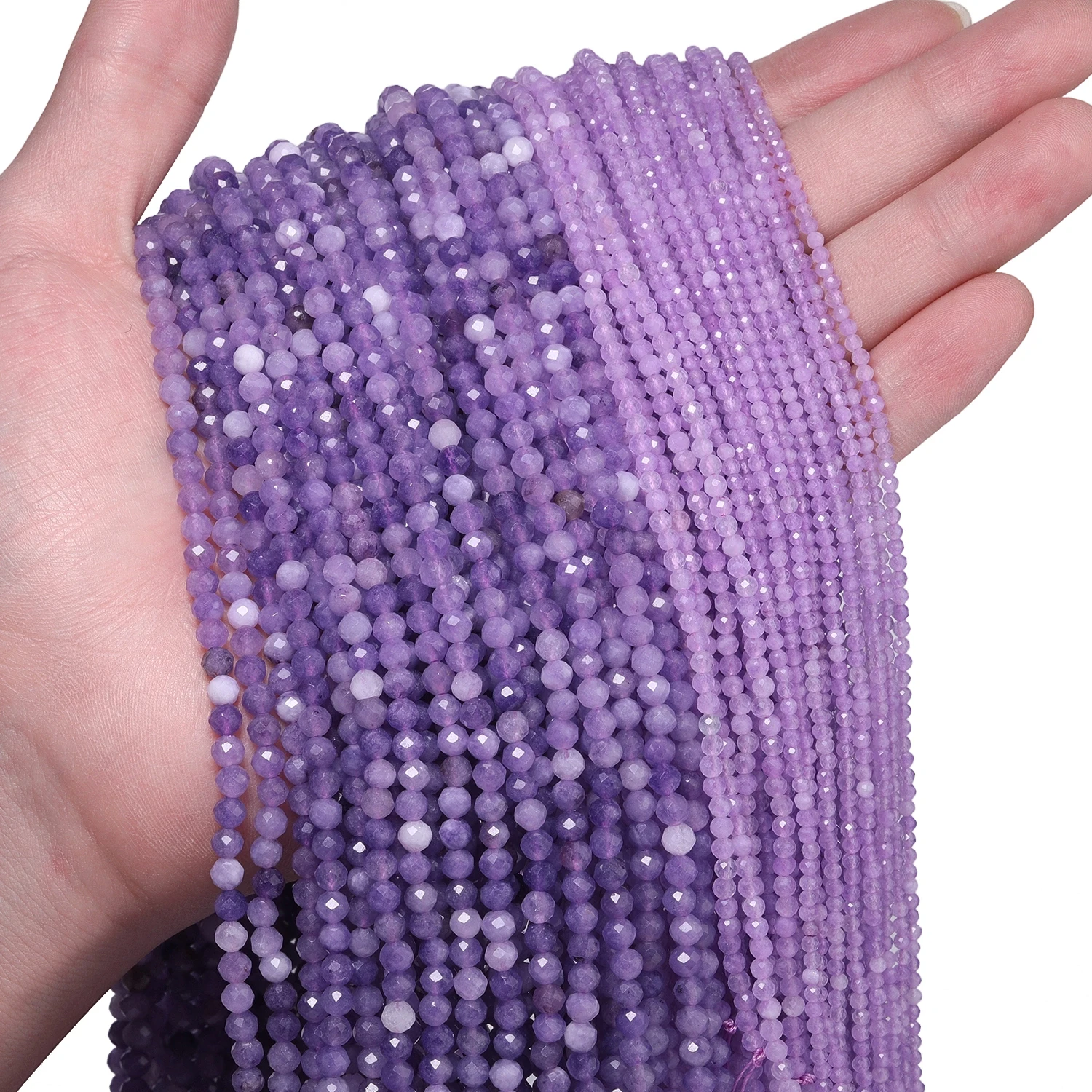 Neue 2 3 4mm Facettierte Kleine Perlen Natürlicher Amethyst Stein Runde Lose Perlen für Schmuckherstellung DIY Armband Halskette Zubehör