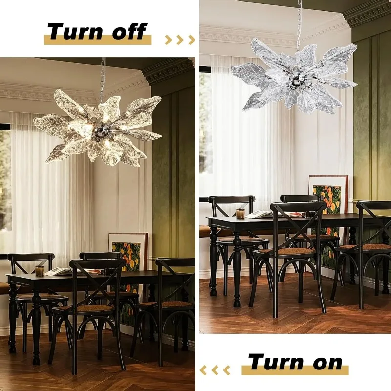 Retro Nordic Luxury Leaf Ceiling Hanging Chandelier Living Dining Room French Artist Designer Bedroom Pendant Led Lights Kitchen