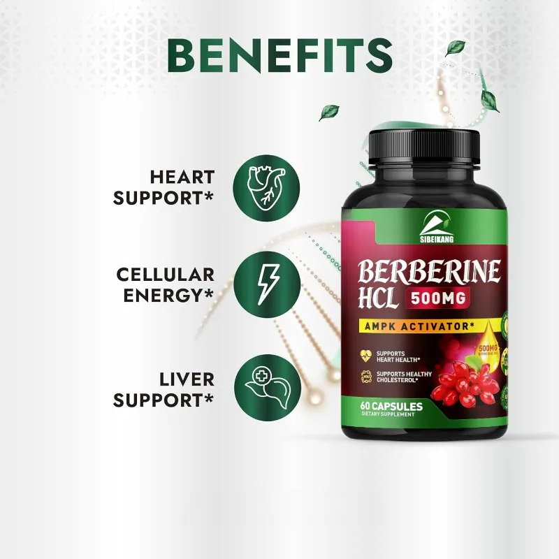 Berberine hydrochloride 500mg AMPK activator - non GMO, vegan, gluten free -60 vegetarian capsules