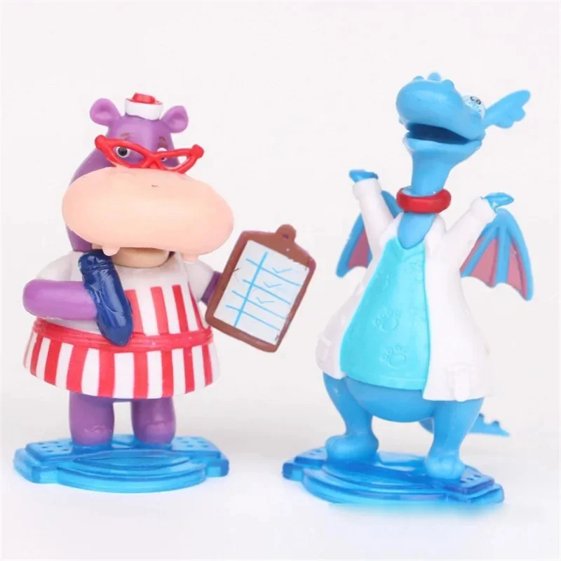 5pcs/lot 5-8cm Doc Mcstuffins Figures Doctor Lambie Sheep Stuffy Dragon Hallie Hippo Chilly Snowman Model Toys Gift