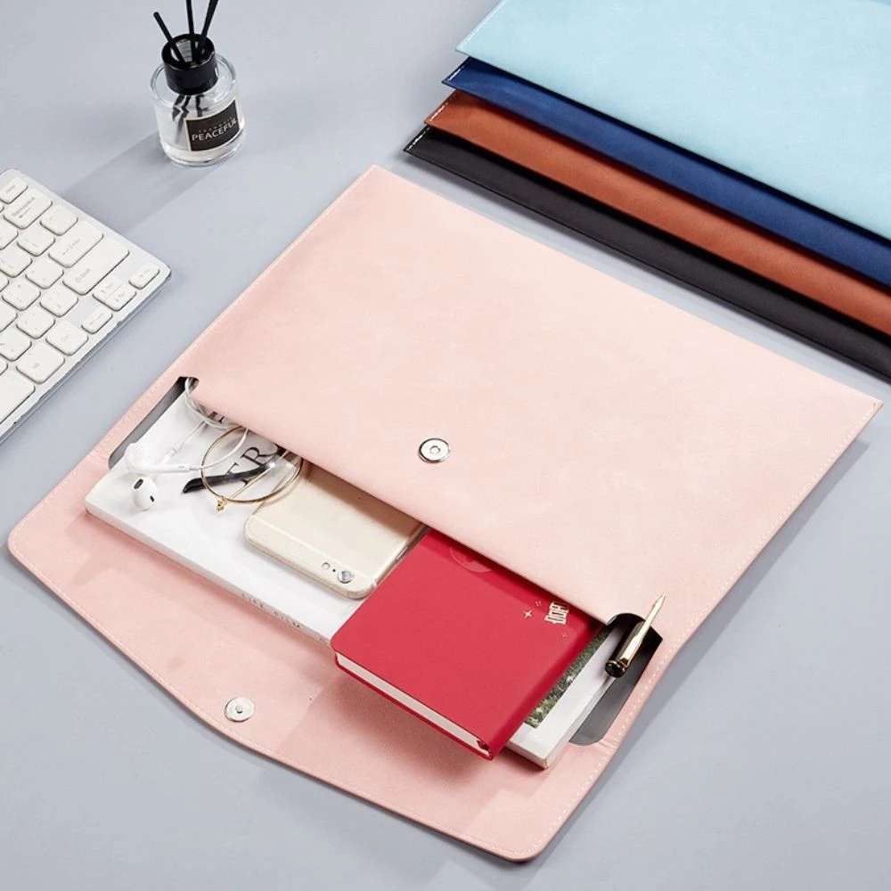 

A4 Handheld File Storage Bag Large Capacity PU Leather Business Briefcase Exquisite Thicken Handheld Laptop Bag Coins Cosmetics