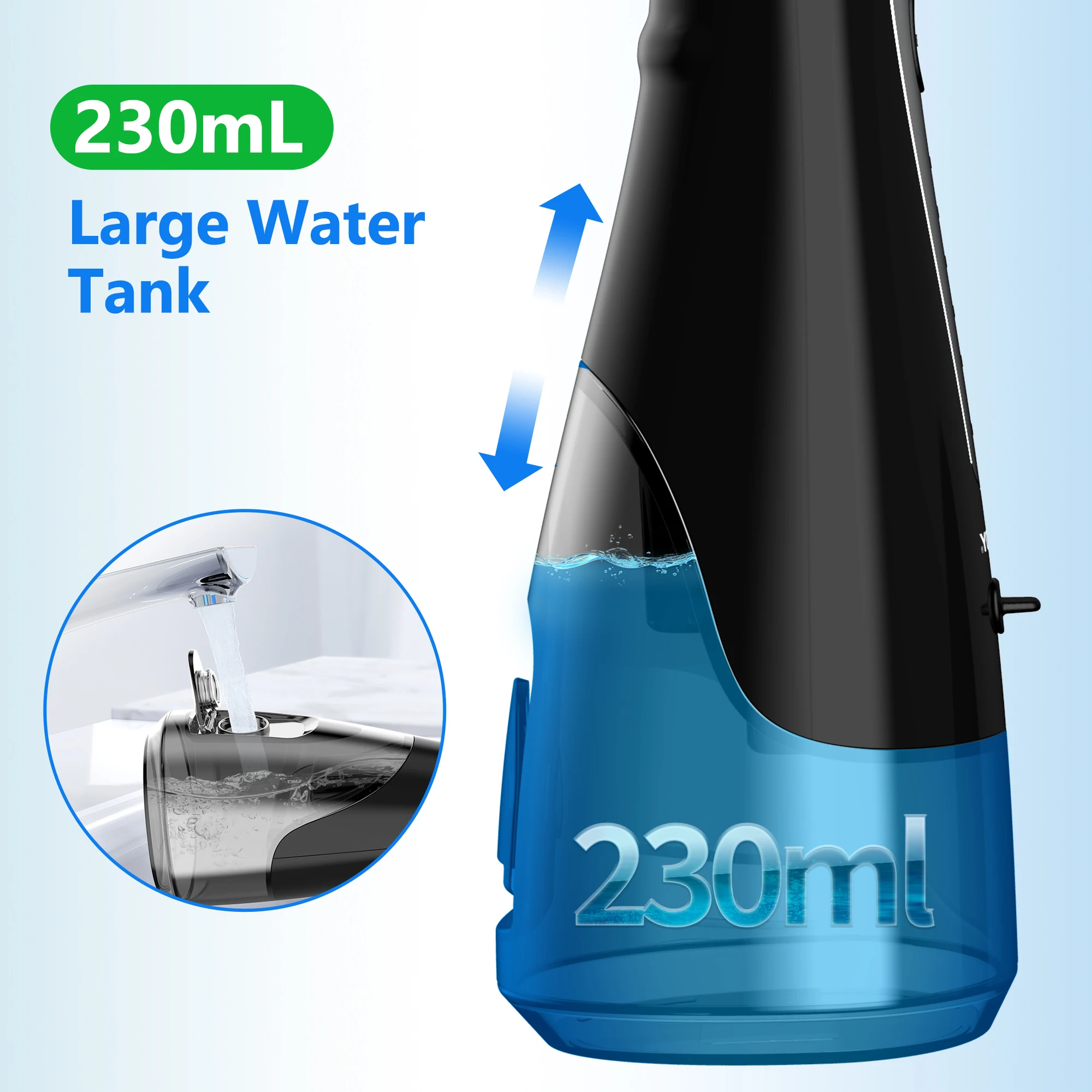 Sejoy Portable Electric Water Flosser Oral Irrigator Dental Teeth Whitening strips 230ML Tank 5 Modes 5 Jet Tips For Home Travel gallery 5
