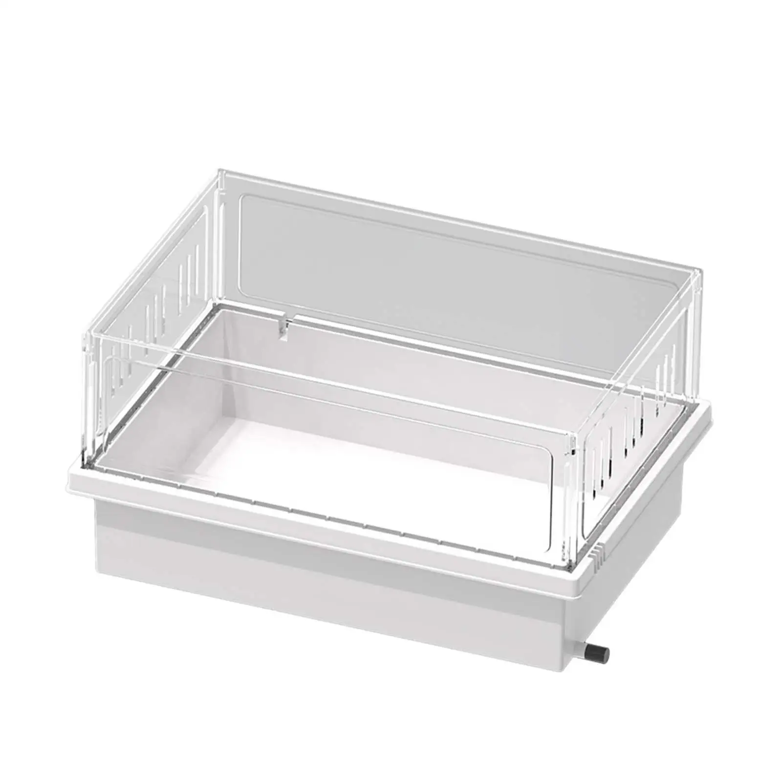 صندوق تغذية شفاف لخزان السلحفاة صندوق تربية برمائيات مع فتحة تصريف للزواحف الصغيرة حوض السمك تررم السلحفاة