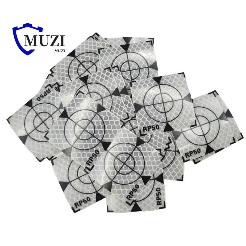 100pcs Size 60x60mm 20 30 40 50 80mm Reflector Sheet For Total Station Survey Geography White Triangle Target Reflective Sticker