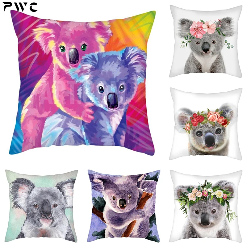 45x45cm Cute Koala Cushion Cover Cartoon Animal  Pillow  Sofa Seat Lumbar     Home Decoration