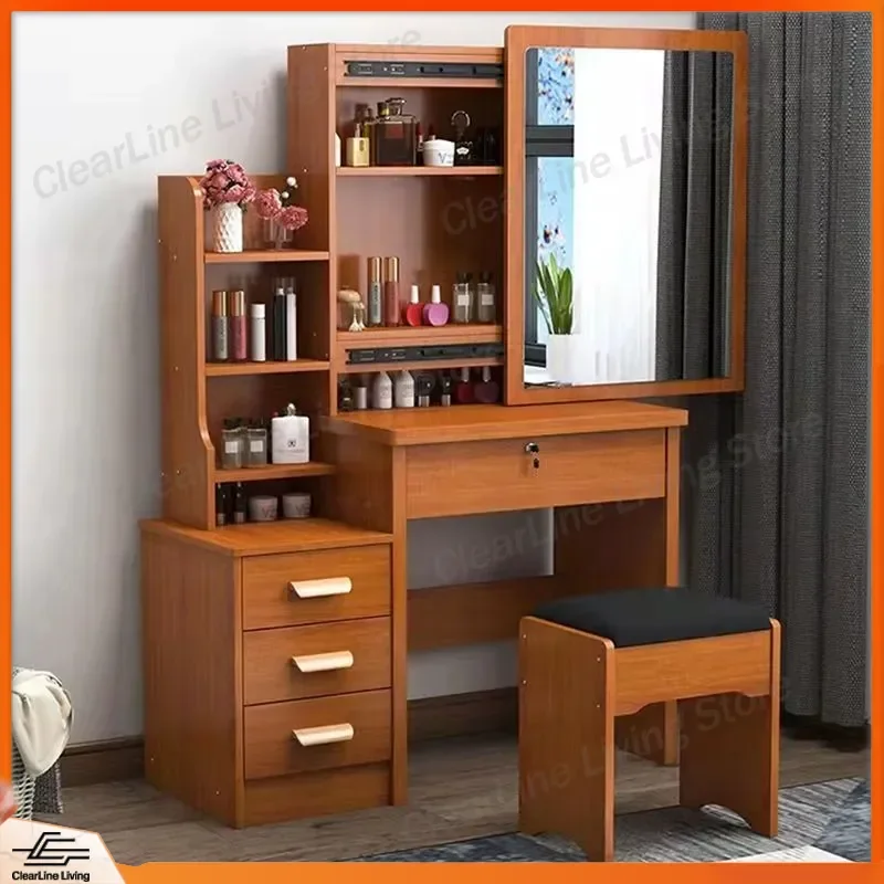 

LED Makeup Vanity Table with Mirror and Storage Drawers Large Capacity Bedroom Dresser for Women Cosmetic Organizer Desk