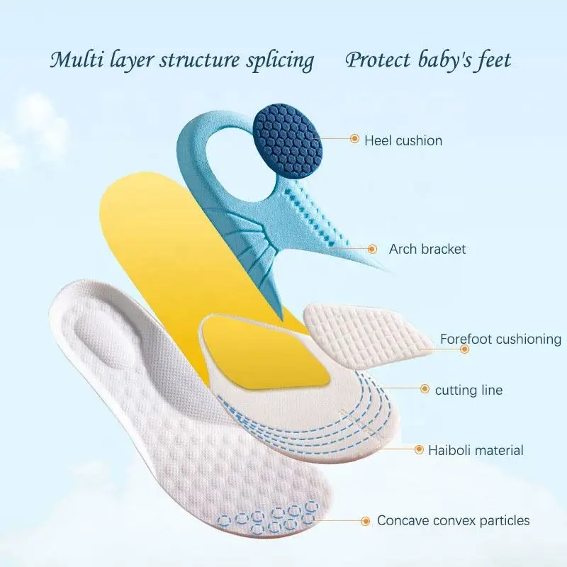 Children Sports Memory Foam Insoles Orthopedic Arch Support Insert Shoes Pad Comfort Breathable Cushion Plantar Fasciitis Insole