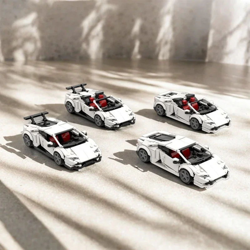 

483PCS MOC Italian Cars Huracan 5in1 8stud Wide City Champions - White DIY Building Blocks Toy For Kids Birthday Christmas Gift