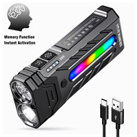 A200 EDC Flat Flashlight RGB Light,3250 Lumens With Tactical Modes And Magnetic,IP64 Portable USB C Flash Light For Camping