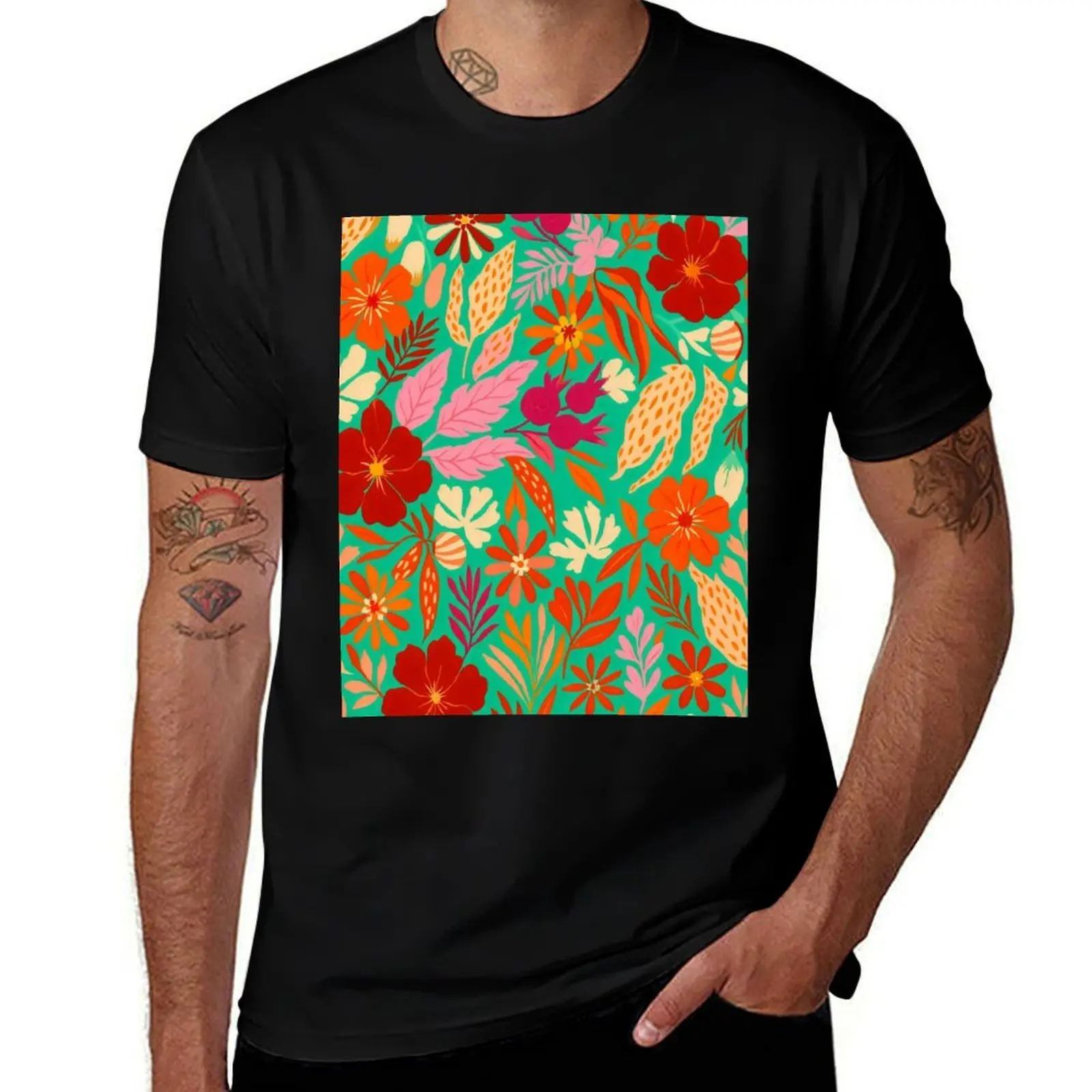 

Floral modern watercolor abstract pattern. Spring and summer flowers with leaves. Botanical plant. Nature. T-Shirt