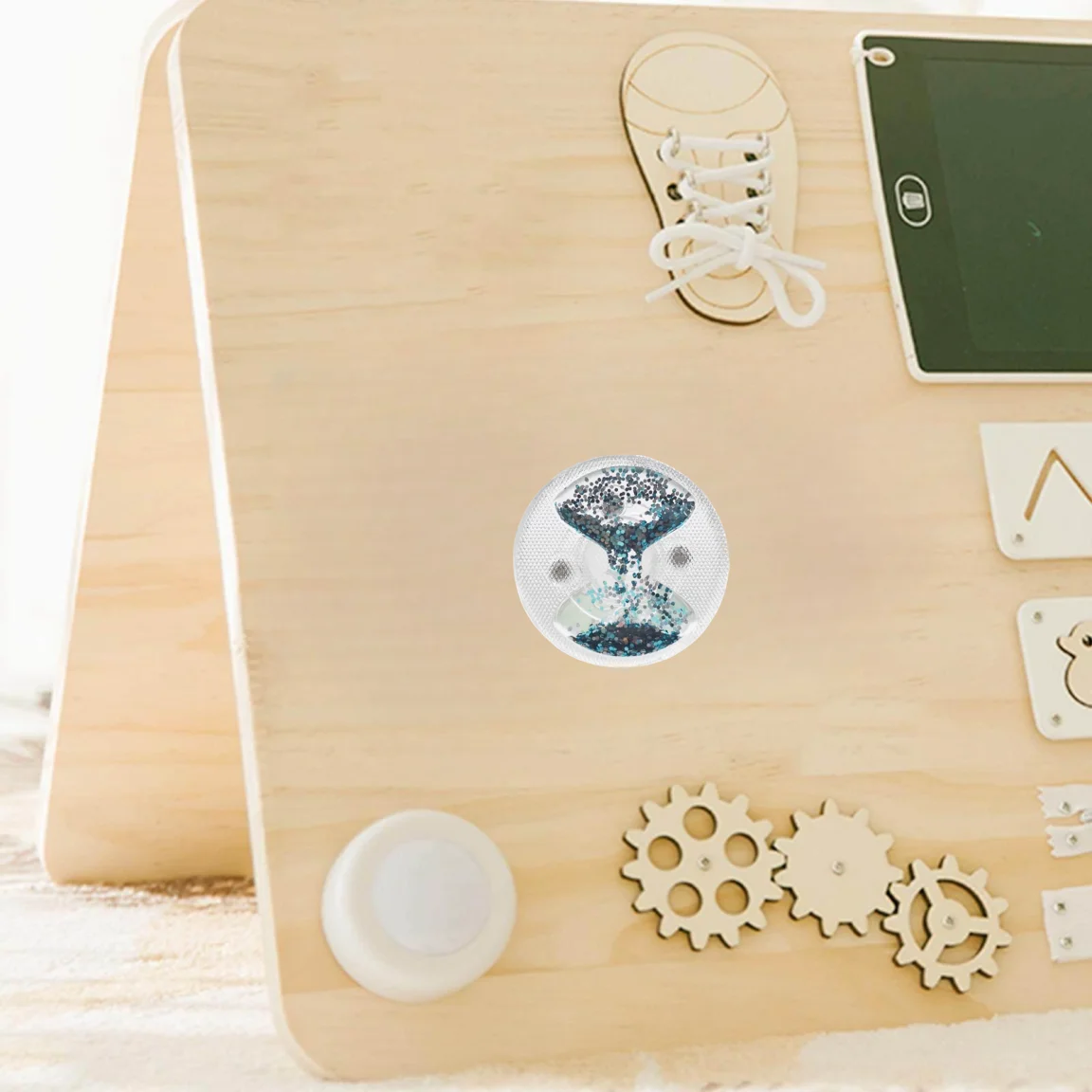 1 Stück, Sanduhr, flüssiger Sands pinner,DIY-Spielzeugs atz für Kinder, Montessori pädagogisches intelligentes Spielzeug beschäftigt Brett zubehör, Sanduhr, DIY