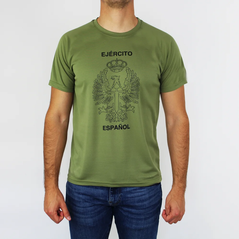 Camiseta Ejército Español. 100% Algodón, De Alta Calidad, Cuello Redondo, De Gran Tamaño, Casual