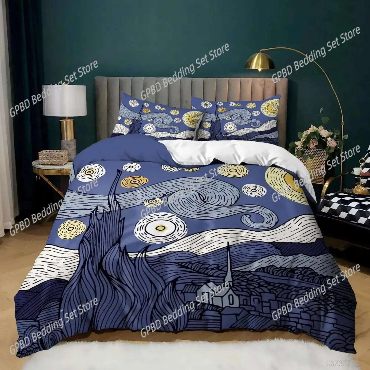 

Starry Night Van Gogh Bedding Set Single Twin Double Queen King Cal King Size Bed Linen Set
