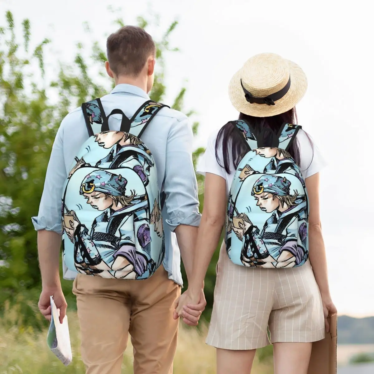 Anime Johnny Joestar JoJo's Bizarre Adventure Student Backpack School Bag Hiking Travel Daypack Boys Girls Bookbag Shoulder Bags
