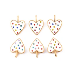 Wholesale 5 PCs Stainless Steel Colorful Rhinestone Enamel Heart Charms Pendant DIY Necklace Jewelry Finding Making