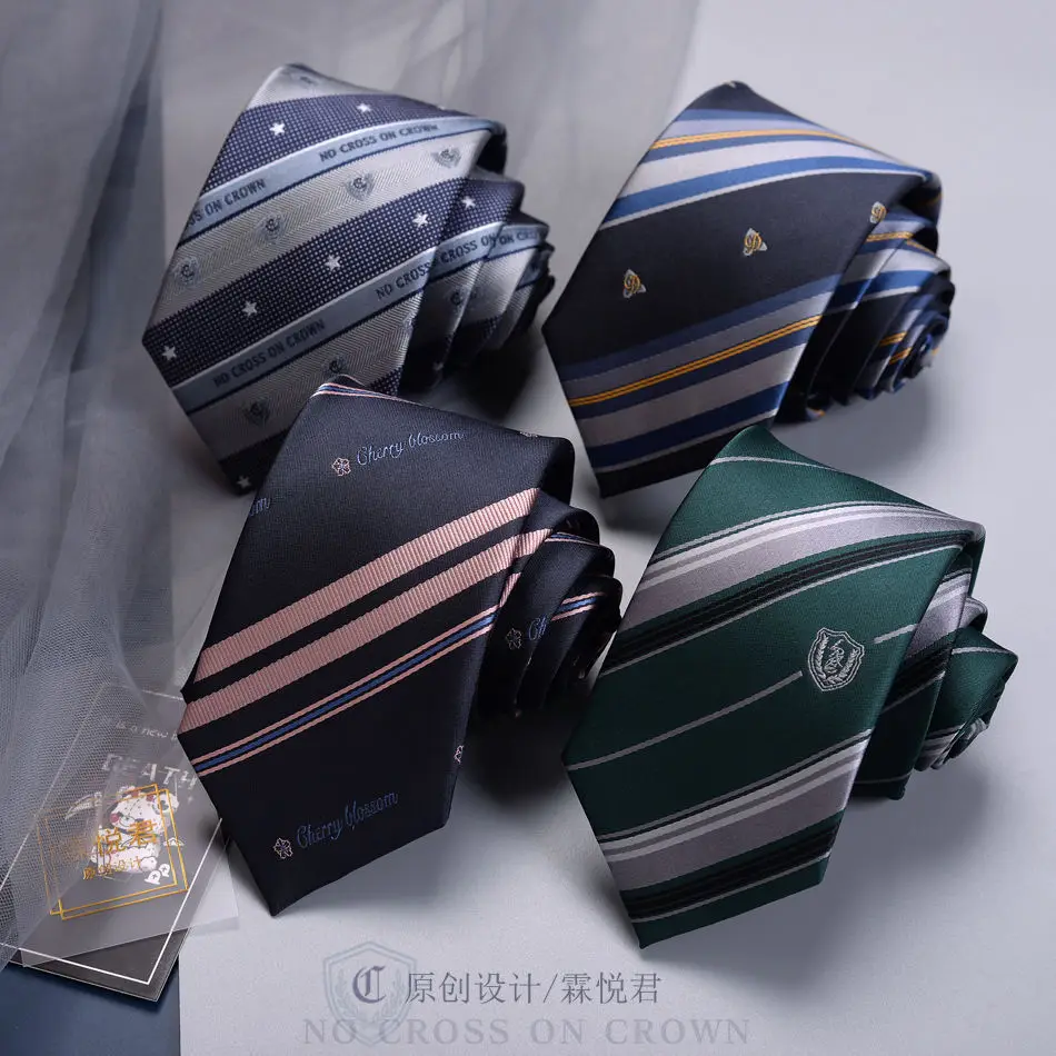 

[Lin Yuejun]Tie for Women JK Uniform Shirt for Men DK College Style Casual Blue Fashion Striped