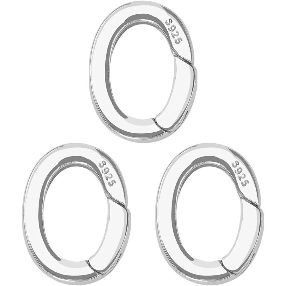 

3 шт., 10 мм, стерлинговое серебро 925 пробы, пружинные зажимы для ворот, объемные серебряные круглые карабины, зажимы, застежки для кошелька, триггерные карабины, комплект