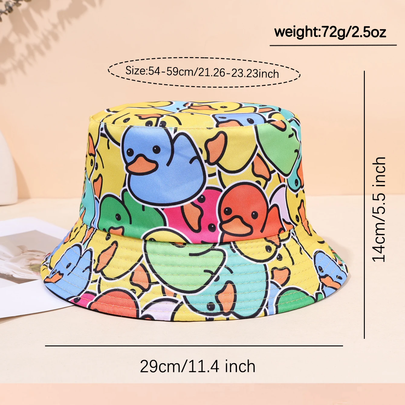 قبعة صياد السمك المظلة المطبوعة على شكل بطة صفراء كرتونية لطيفة للسفر في الربيع والصيف، قبعة حوض كاجوال للحماية من الشمس #6