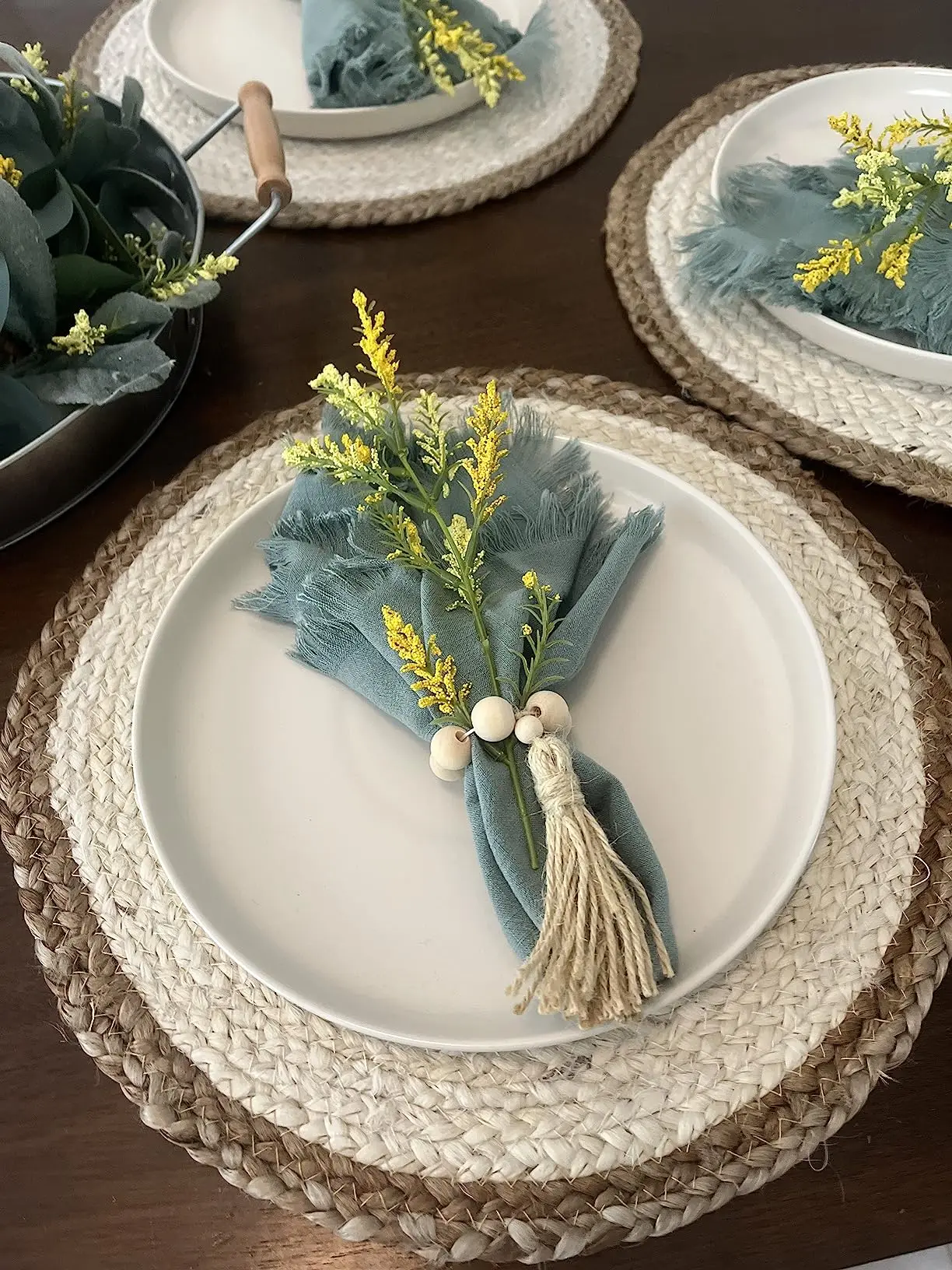 Set of 6 Cloth Napkins Linen 18x18Inch Hemmed Dinner Napkins Easy Care Machine Washable for Christmas Wedding Party
