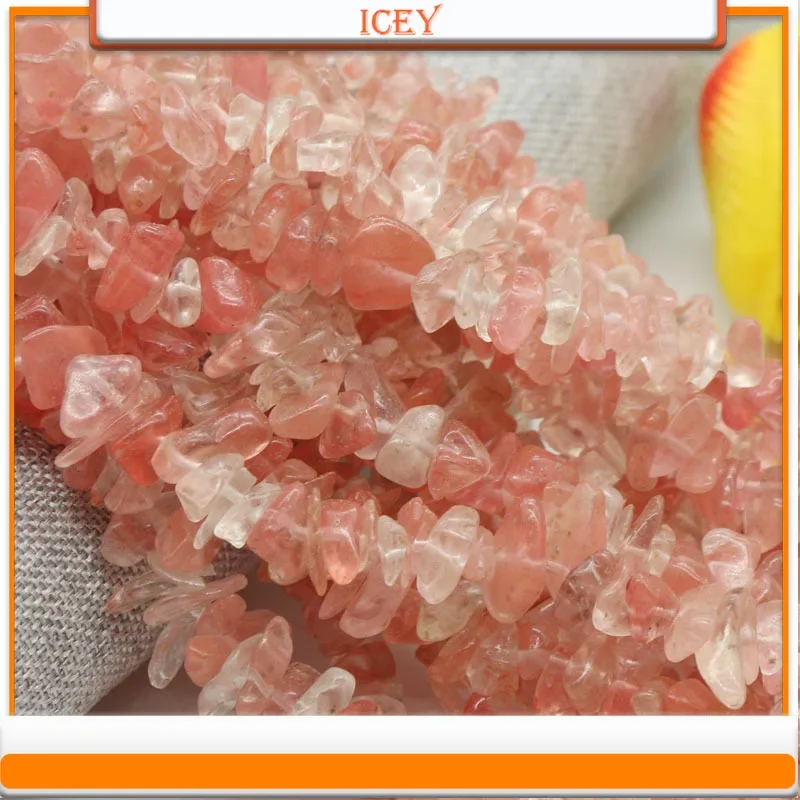 Icey 10pcs Watermelon Red Crushed Stone Crystal Crushed Stone String with Holes Crushed Stone Crystal Gem Scattered Beads