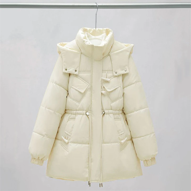 Veste en coton mi-longue pour femme, pardessus femme, col montant, manteau à capuche, mode adt, parka épaisse, hiver, nouveau, 2023