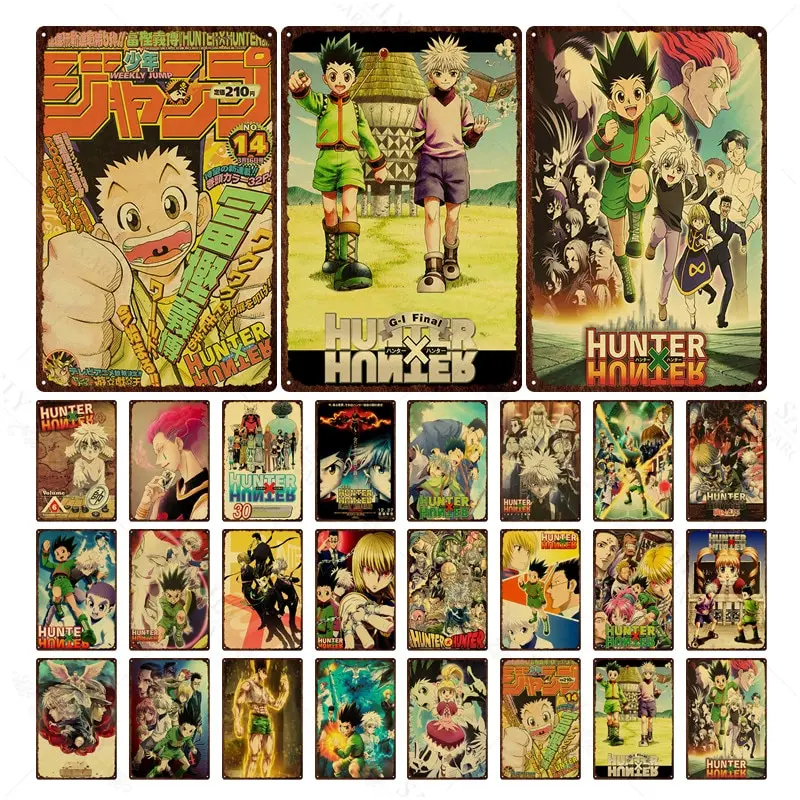 Hunter X Hunter Japanese Anime Metal Wall Sign  Cartoon Art Decor for Nursery  Kids Room Stylish Tin Plate for Home Decor  Perfe