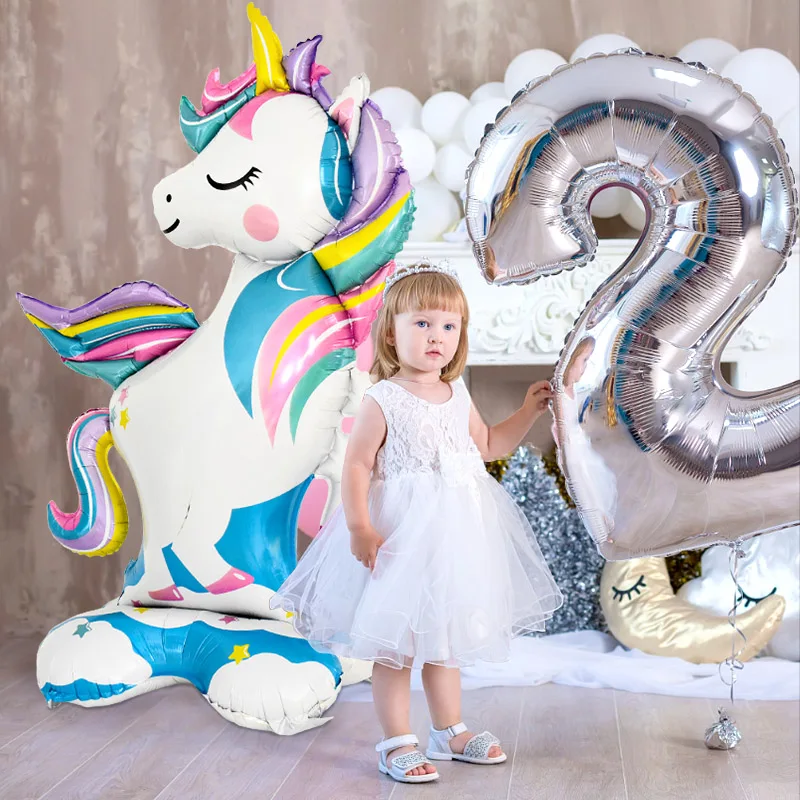 Duży tęczowy jednorożec Balony helowe Balony foliowe Motyw jednorożca Ślub Urodziny Dziewczyna Chłopiec Baby Shower Party Dekoracja