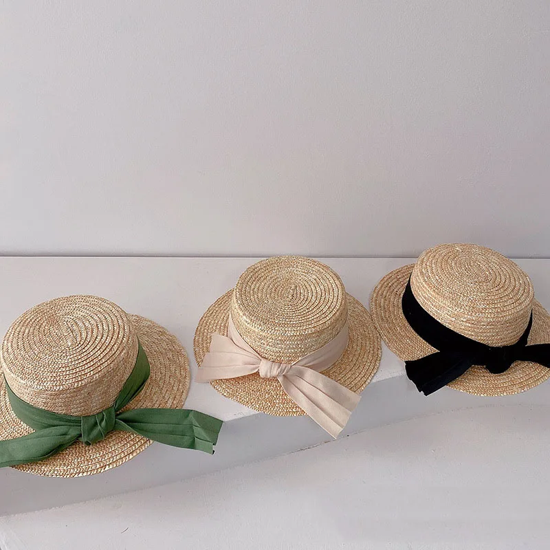 Korea Baby Straw Hat 2024 Kids Sun Hats Sun Protection Caps Children Panama Caps Kids Outdoor Travel Beach Caps