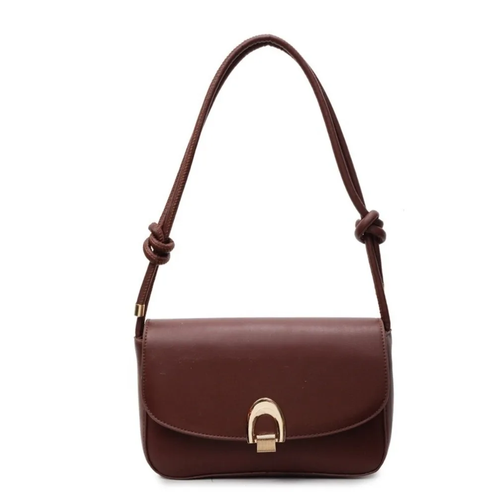 

Fashion Vintage Buckle Shoulder Bag Leisure Adjustable Women's Armpit Bag Cuasal Solid Color PU Leather Handbag Female