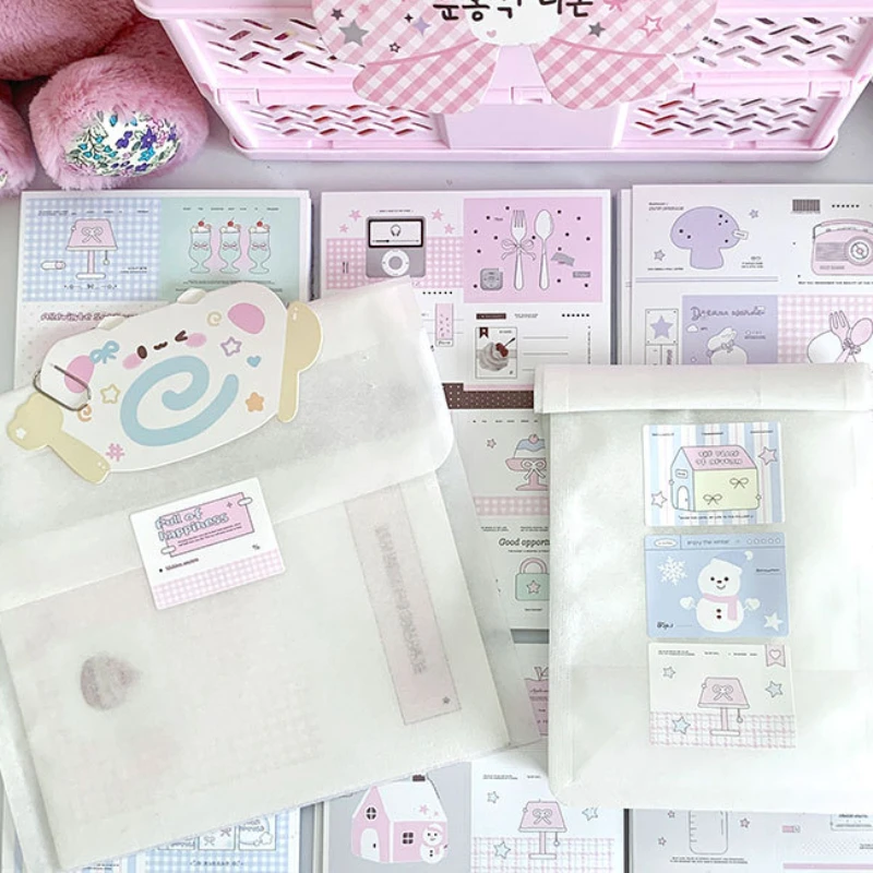 48Pcs Cute Cartoon Mini Sealing Sticker Kpop Photocard Packing DIY Deco Small Business Express Carton Bubble Bag Gift Box Label